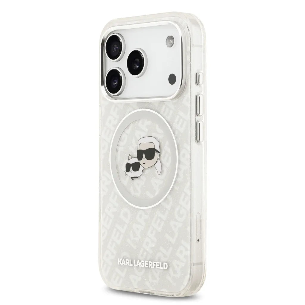 Karl Lagerfeld – Funda para iPhone 17 Pro con MagSafe IML Brillo Gris y Logo K&C