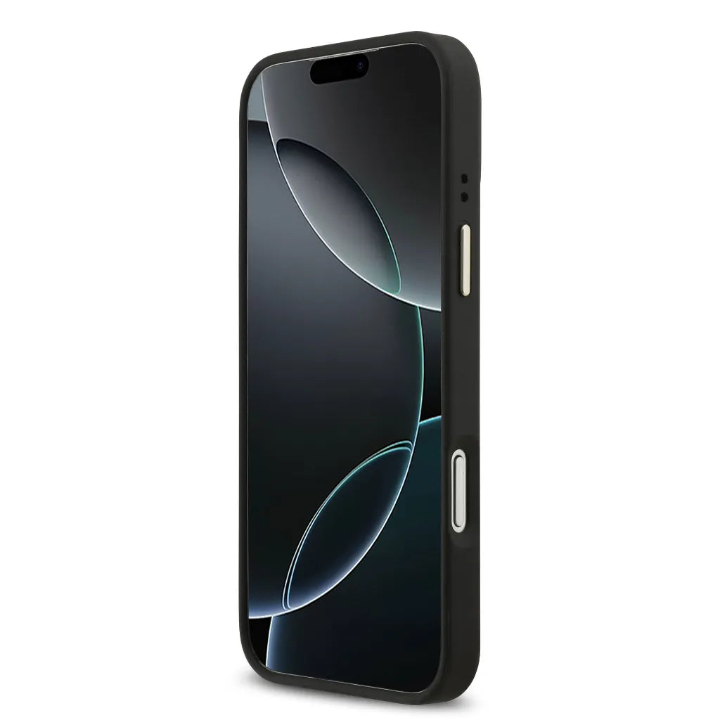 GUESS – Funda para iPhone 17 Pro Max en Polipiel Negra con Logo Strass y Correa Ancha