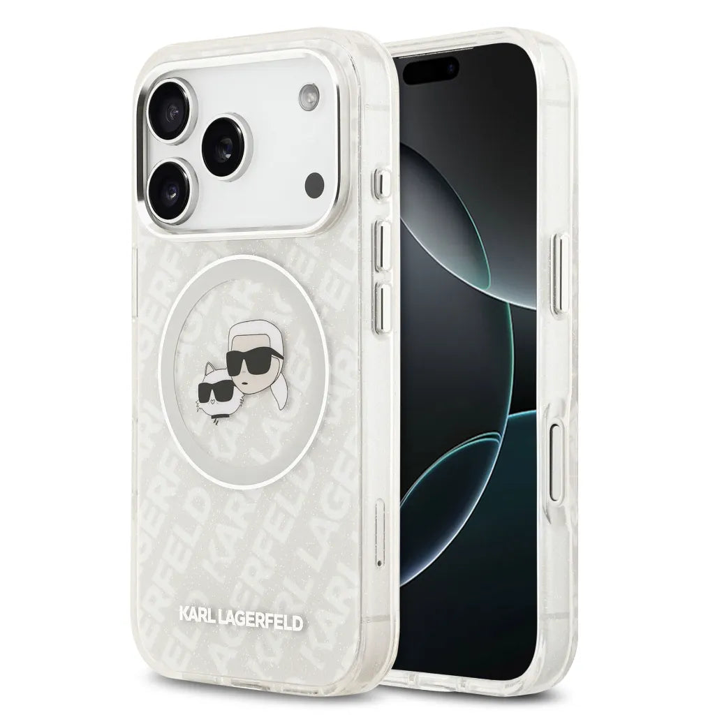Karl Lagerfeld – Funda para iPhone 17 Pro con MagSafe IML Brillo Gris y Logo K&C