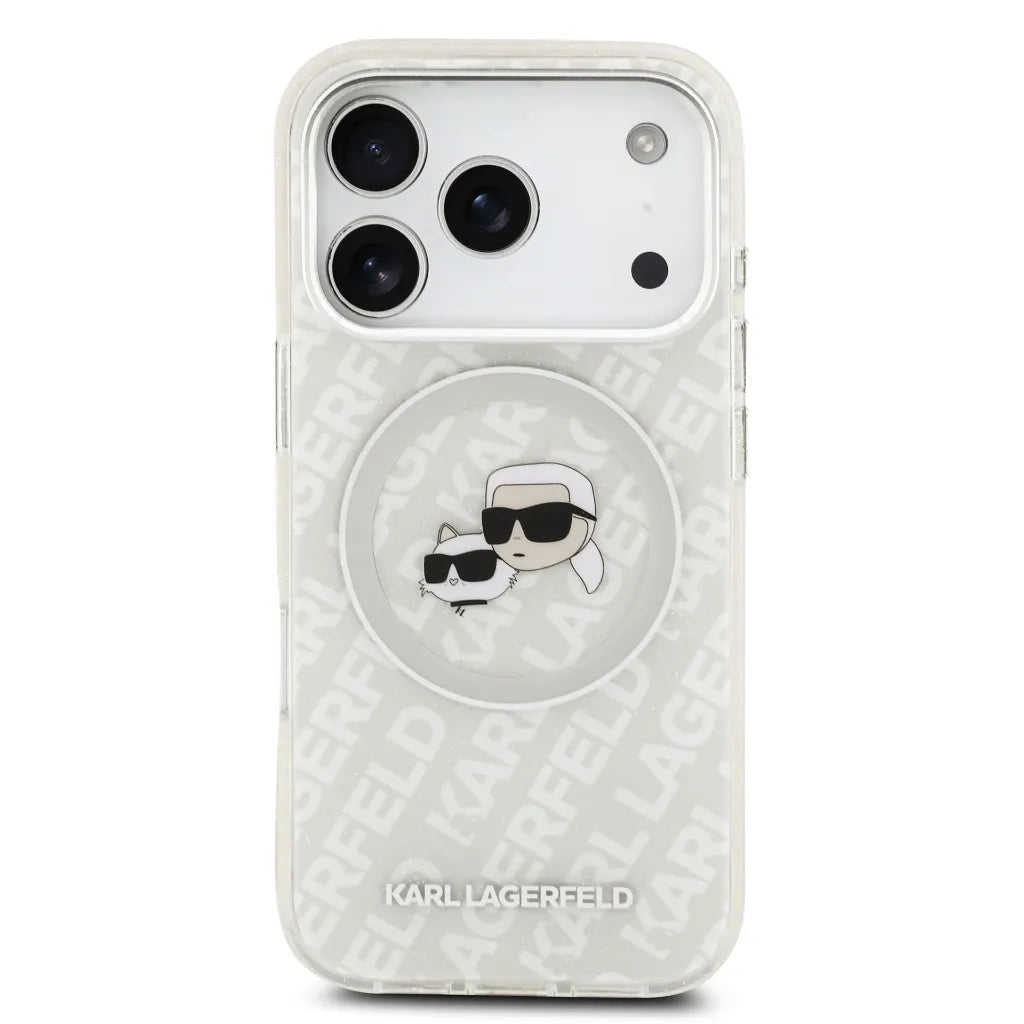 Karl Lagerfeld – Funda para iPhone 17 Pro con MagSafe IML Brillo Gris y Logo K&C