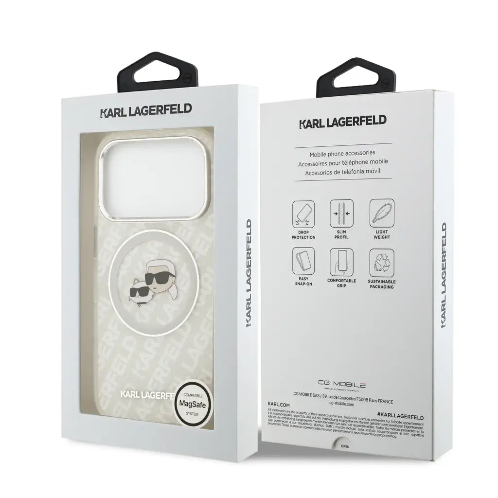 Karl Lagerfeld – Funda para iPhone 17 Pro con MagSafe IML Brillo Gris y Logo K&C