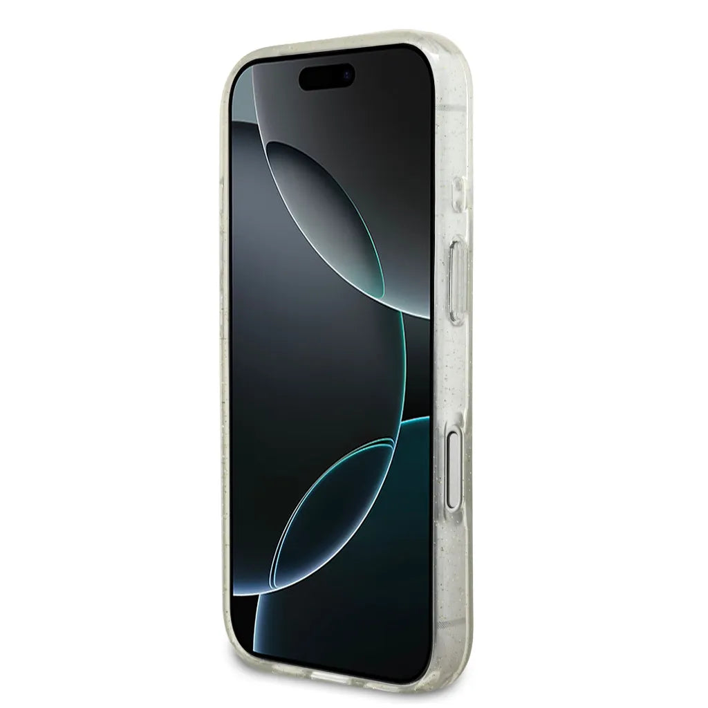 GUESS – Funda Transparente para iPhone 17 Pro con MagSafe, Acabado Brillante y Correa de Perlas