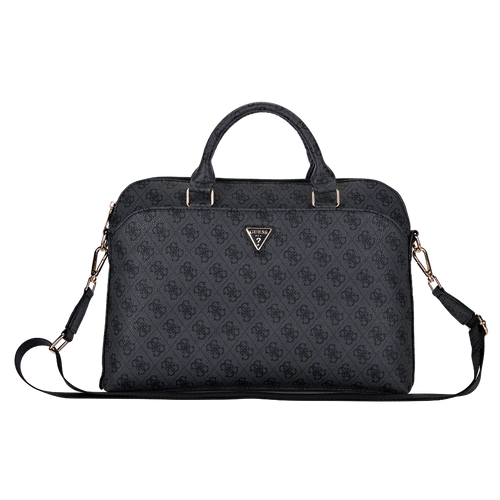 GUESS – Bolso para Portátil 13”–15”–16” Negro con Logo 4G y Detalles Dorados